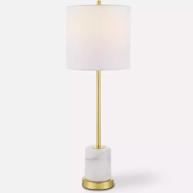 Kirklands Home Buffet Lamps|Marble and Gold Turret Buffet Lamp White