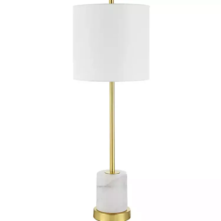 Kirklands Home Buffet Lamps|Marble and Gold Turret Buffet Lamp White