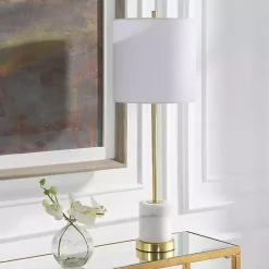 Kirklands Home Buffet Lamps|Marble and Gold Turret Buffet Lamp White