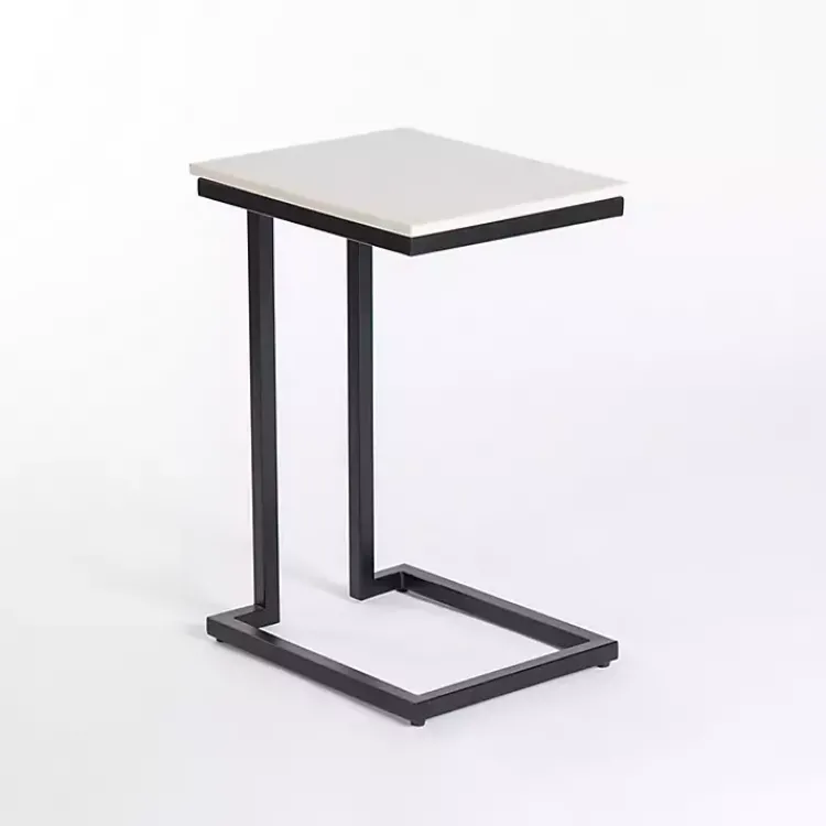 Kirklands Home Accent & End Tables|Marble Modern Black Metal C-Table White