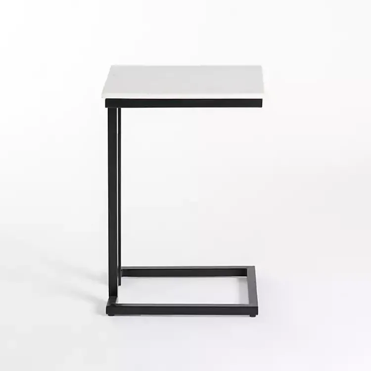 Kirklands Home Accent & End Tables|Marble Modern Black Metal C-Table White