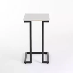 Kirklands Home Accent & End Tables|Marble Modern Black Metal C-Table White