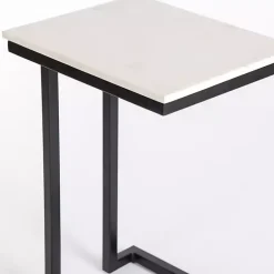 Kirklands Home Accent & End Tables|Marble Modern Black Metal C-Table White