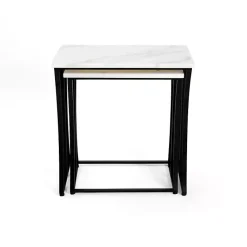Kirklands Home Accent & End Tables|Marble Nesting Accent Tables, Set of 2 White