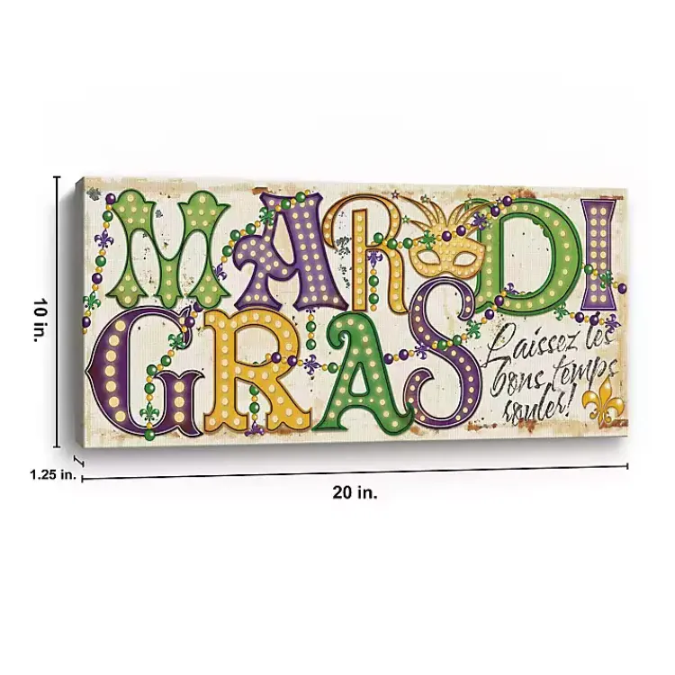 Hot Mardi Gras Mask Canvas Art Print, 20x10 in. Mardi Gras Decorations