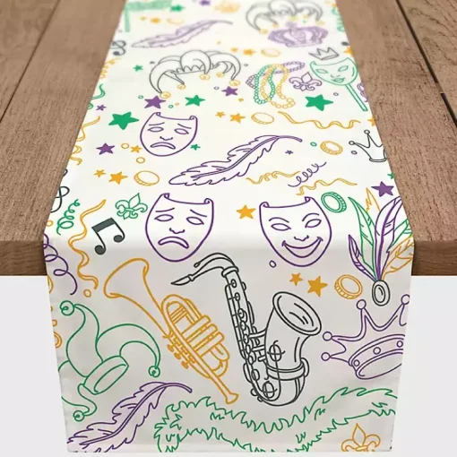 Hot Mardi Gras Party Table Runner, 90 in. Mardi Gras Decorations