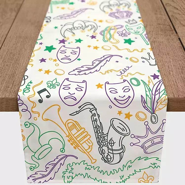 Hot Mardi Gras Party Table Runner, 90 in. Mardi Gras Decorations