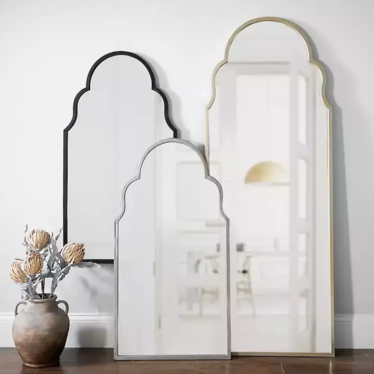 Kirklands Home Decorative Mirrors|Maria Metal Arch Wall Mirror Black