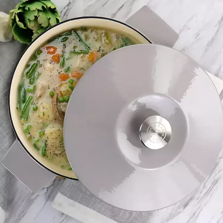 Kirklands Home Bakeware & Cookware|Martha Stewart Ribbed 5 Quart Dutch Oven Gray