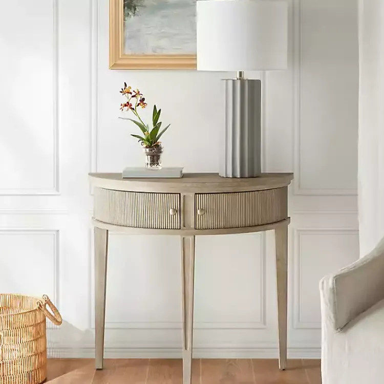 Kirklands Home Console Tables|Martha Stewart Half Moon Console Table Tan