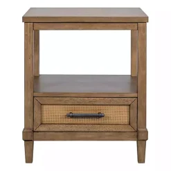 Kirklands Home Nightstands|Martha Stewart Toasted Almond Wood Nightsd Tan