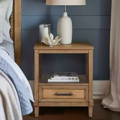 Kirklands Home Nightstands|Martha Stewart Toasted Almond Wood Nightsd Tan