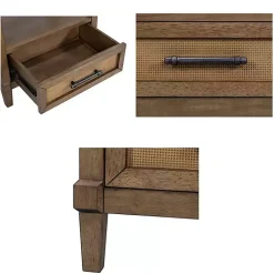 Kirklands Home Nightstands|Martha Stewart Toasted Almond Wood Nightsd Tan