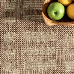 Kirklands Home Area Rugs|Marti Banded Lines Outdoor Rug, 5x8 Tan