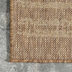 Kirklands Home Area Rugs|Marti Banded Lines Outdoor Rug, 5x8 Tan