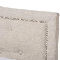 Kirklands Home Beds & Headboards|Mary Beige Button Tufted King Bed Frame Ivory