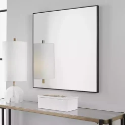 Kirklands Home Decorative Mirrors|Matte Metal Square Framed Mirror Black