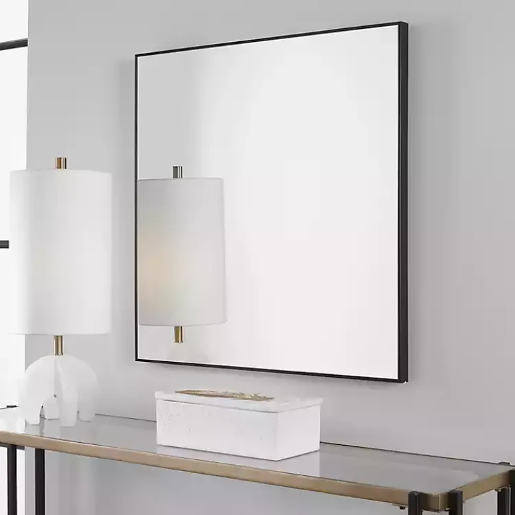 Kirklands Home Decorative Mirrors|Matte Metal Square Framed Mirror Black