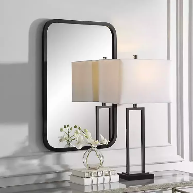 Kirklands Home Framed Mirrors|Matte Black Rectangular Wall Mirror