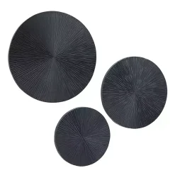 Kirklands Home Wall Plaques|Matte Ribbed Sunburst Wall Plates, Set of 3 Black