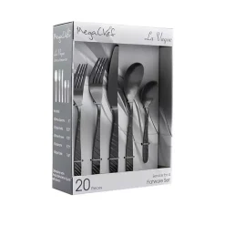 Kirklands Home Flatware & Cutlery|Matte Black Steel Diagonal 20-pc. Flatware Set