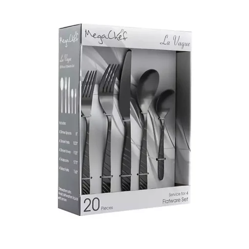Kirklands Home Flatware & Cutlery|Matte Black Steel Diagonal 20-pc. Flatware Set