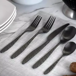 Kirklands Home Flatware & Cutlery|Matte Black Steel Diagonal 20-pc. Flatware Set