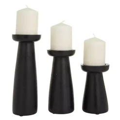 Matte Wood T-Shape Candle Holders, Set of 3 Candle Holders