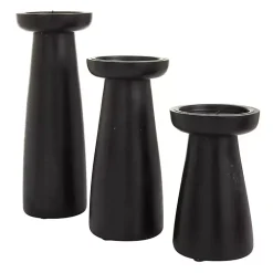 Matte Wood T-Shape Candle Holders, Set of 3 Candle Holders