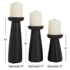 Matte Wood T-Shape Candle Holders, Set of 3 Candle Holders