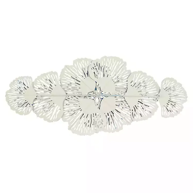 Kirklands Home Wall Plaques|Matte and White Flowers Metal Wall Plaque Blue