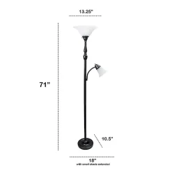 Kirklands Home Floor Lamps|Matte Bronze and White Reading Arm Torchiere Brown