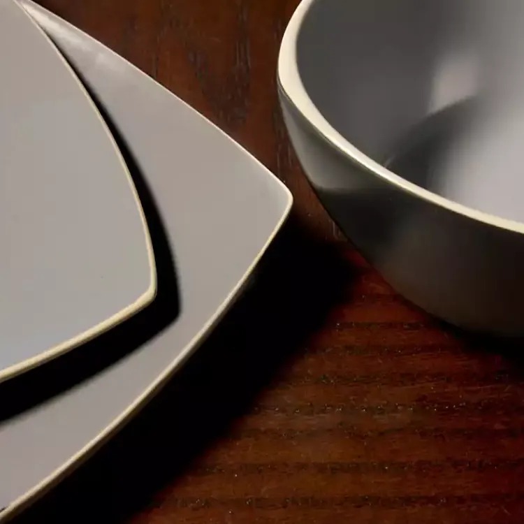 Kirklands Home Dinnerware|Matte Gray and Black 16-pc. Dinnerware Set