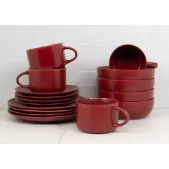 Kirklands Home Dinnerware|Matte Ceramic 16-pc. Dinnerware Set Red