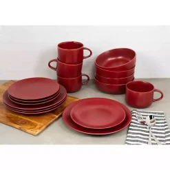 Kirklands Home Dinnerware|Matte Ceramic 16-pc. Dinnerware Set Red