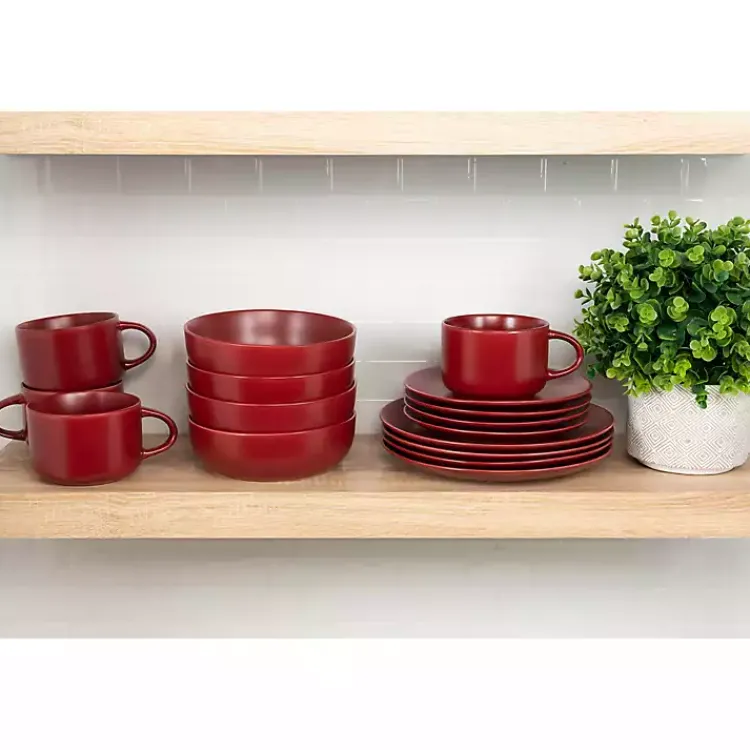 Kirklands Home Dinnerware|Matte Ceramic 16-pc. Dinnerware Set Red