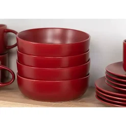 Kirklands Home Dinnerware|Matte Ceramic 16-pc. Dinnerware Set Red