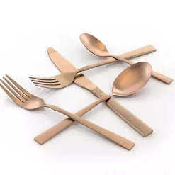 Kirklands Home Flatware & Cutlery|Matte Rose Gold Rounded 20-pc. Flatware Set