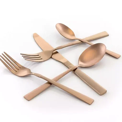 Kirklands Home Flatware & Cutlery|Matte Rose Gold Rounded 20-pc. Flatware Set