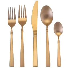 Kirklands Home Flatware & Cutlery|Matte Rose Gold Rounded 20-pc. Flatware Set