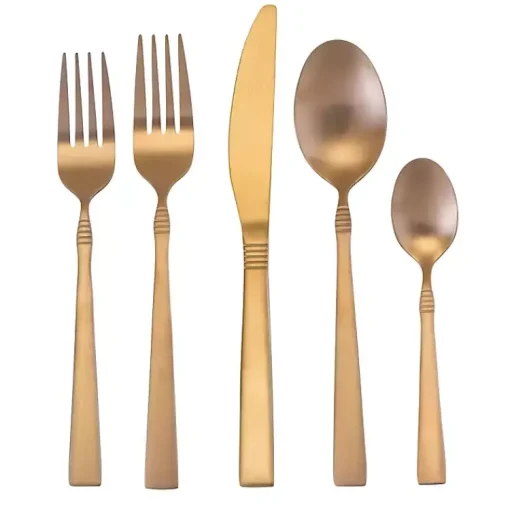 Kirklands Home Flatware & Cutlery|Matte Rose Gold Rounded 20-pc. Flatware Set