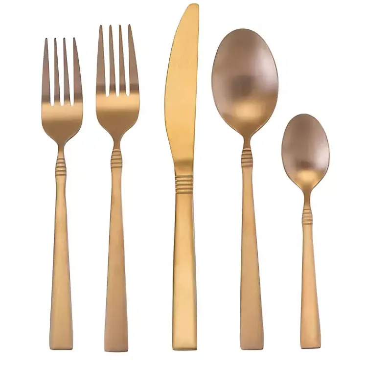 Kirklands Home Flatware & Cutlery|Matte Rose Gold Rounded 20-pc. Flatware Set
