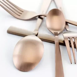 Kirklands Home Flatware & Cutlery|Matte Rose Gold Rounded 20-pc. Flatware Set
