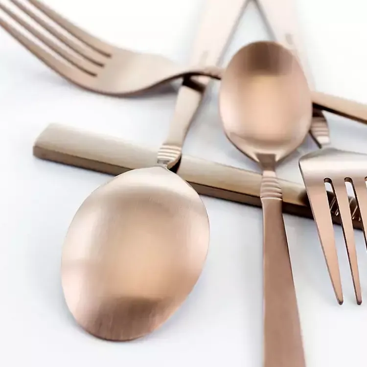 Kirklands Home Flatware & Cutlery|Matte Rose Gold Rounded 20-pc. Flatware Set