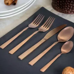 Kirklands Home Flatware & Cutlery|Matte Rose Gold Rounded 20-pc. Flatware Set