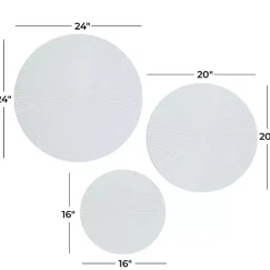 Kirklands Home Wall Plaques|Matte Ribbed Sunburst Wall Plates, Set of 3 White