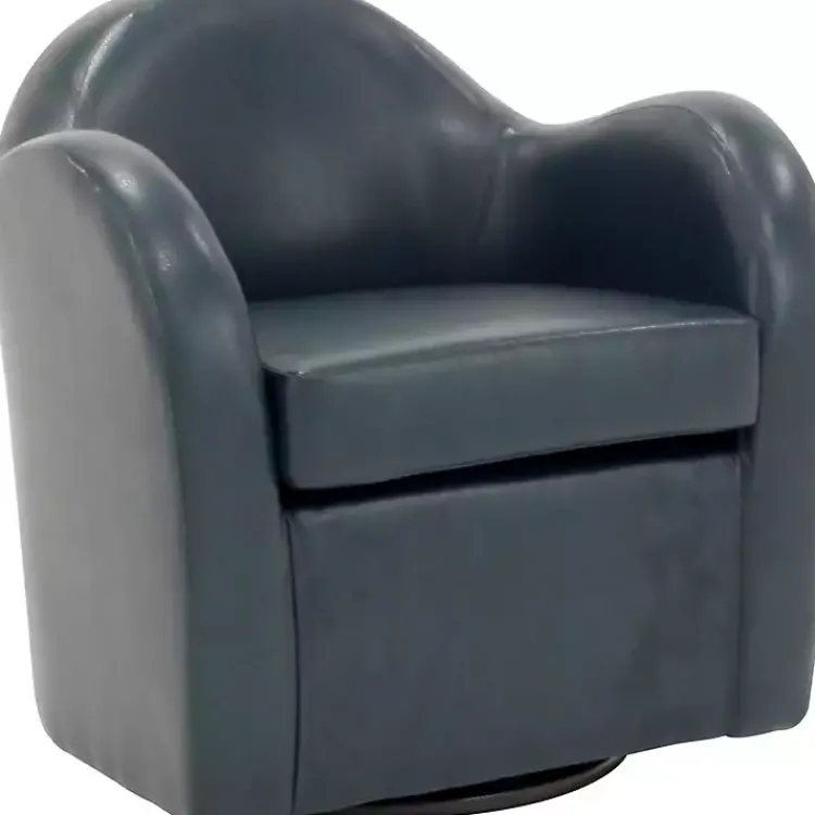Kirklands Home Accent Chairs|Max Faux Leather Swivel Club Accent Chair Blue