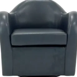 Kirklands Home Accent Chairs|Max Faux Leather Swivel Club Accent Chair Blue