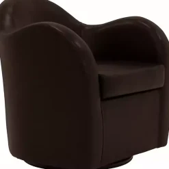 Kirklands Home Accent Chairs|Max Faux Leather Swivel Club Accent Chair Brown