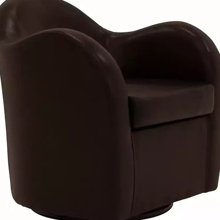 Kirklands Home Accent Chairs|Max Faux Leather Swivel Club Accent Chair Brown